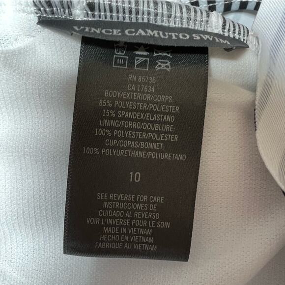 Vince Camuto Black and White Striped One Piece Swimsuit Womens 10 NWT - Picture 3 of 5